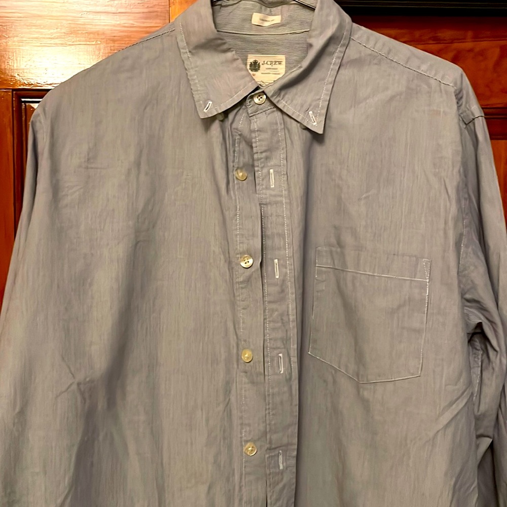 J. Crew Washed Casual Pinstriped Oxford button down shirt